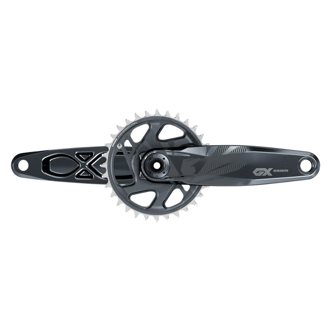 Grupo SRAM GX Eagle: Bielas Boost de 170 mm, 32 dientes, DUB, Palanca de cambios, Desviador trasero, Cassette de 12 velocidades de 10-52 dientes y Cadena de 12 velocidades.