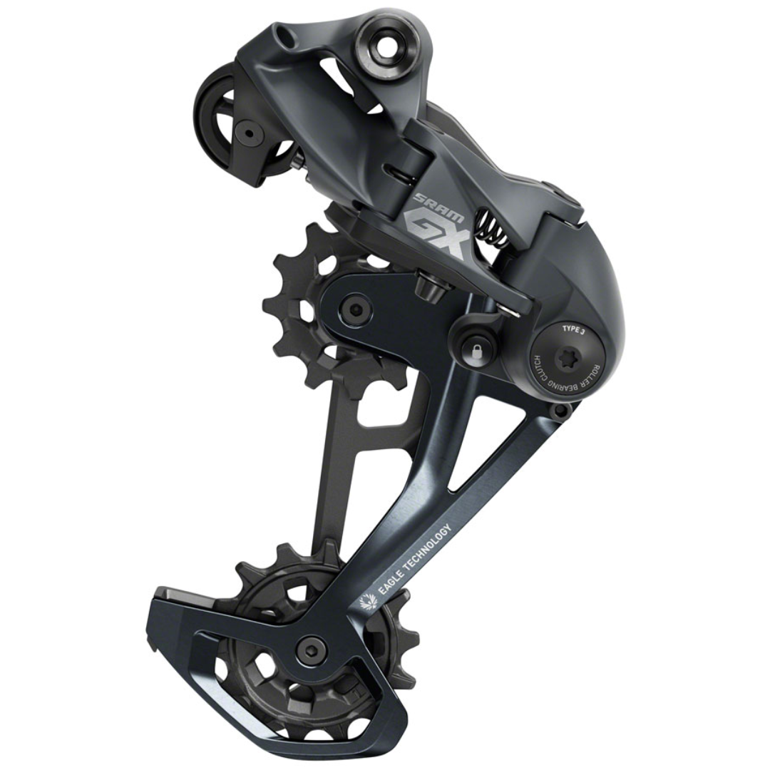 Grupo SRAM GX Eagle: Bielas Boost de 170 mm, 32 dientes, DUB, Palanca de cambios, Desviador trasero, Cassette de 12 velocidades de 10-52 dientes y Cadena de 12 velocidades.